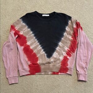 Daydreamer Black and Red Crew Neck Sweater Artistic Tie-Dye